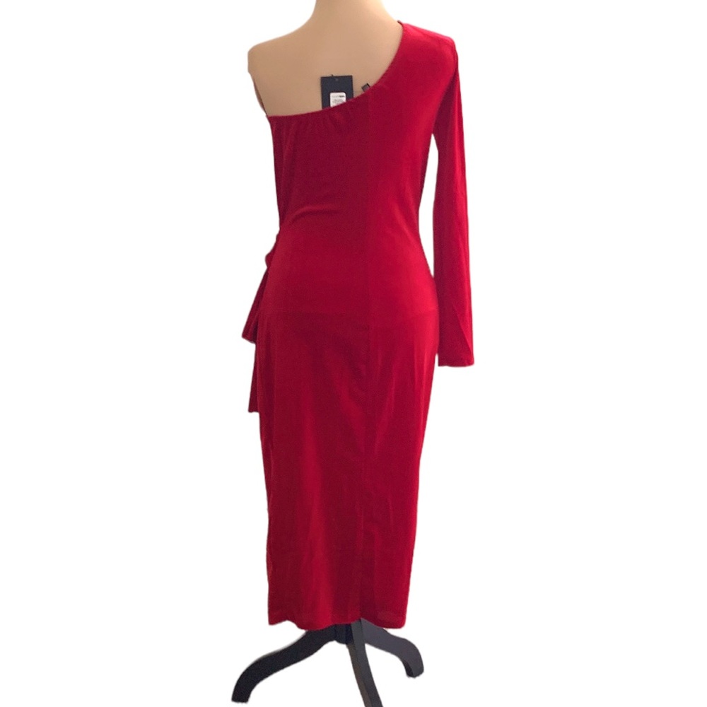 Fashion Nova  Red Velvet Midi Dresses Size M - Picture 3 of 6